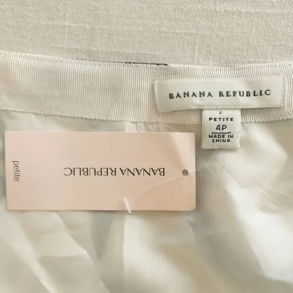 NWT Banana Republic Black and White Silk Blend Skirt‎ size 4 Petite - Picture 6 of 8